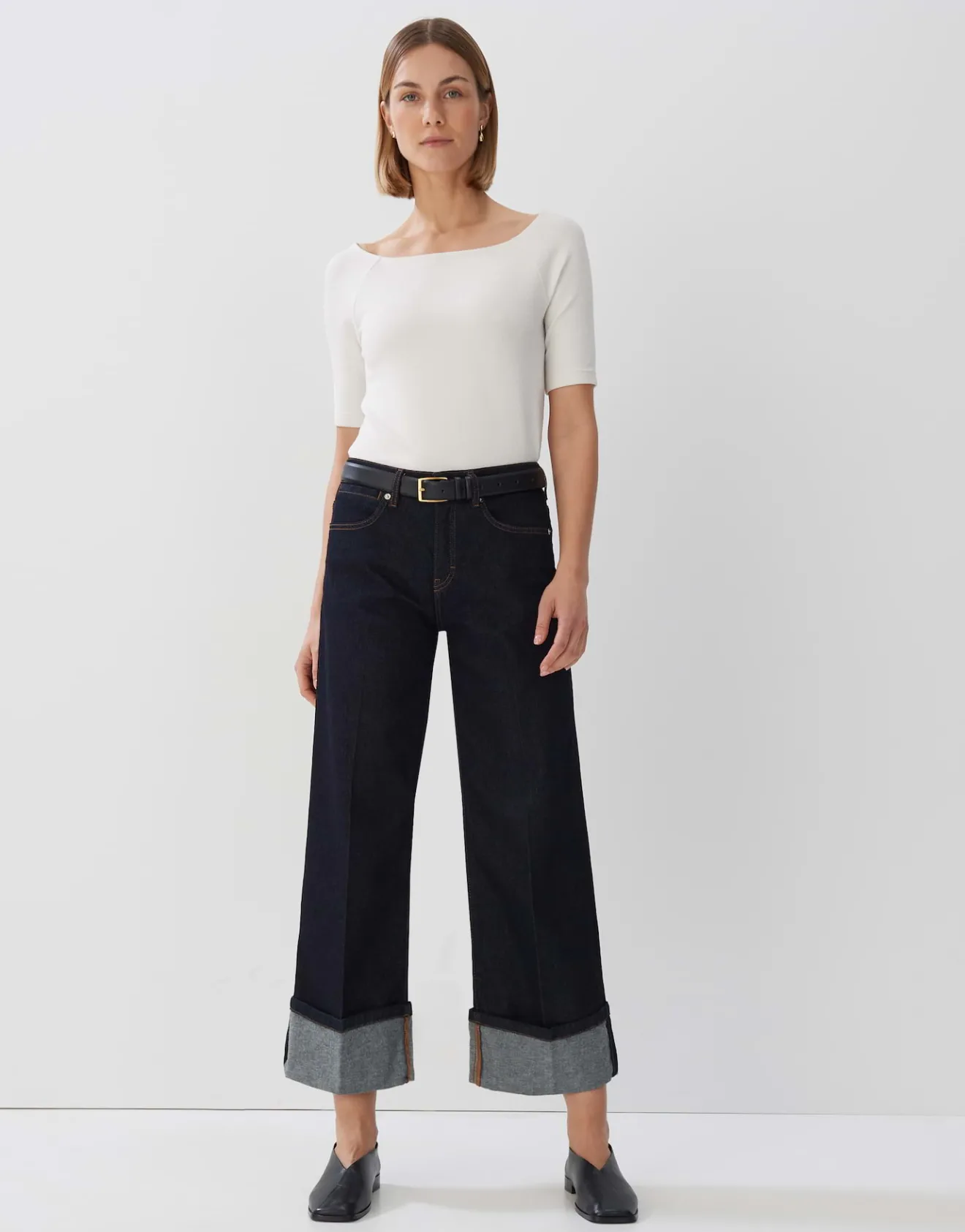 Discount Cropped Wide Jeans CELLMA TURN UP Mid Rise aus BCI Cotton Mix Jeans