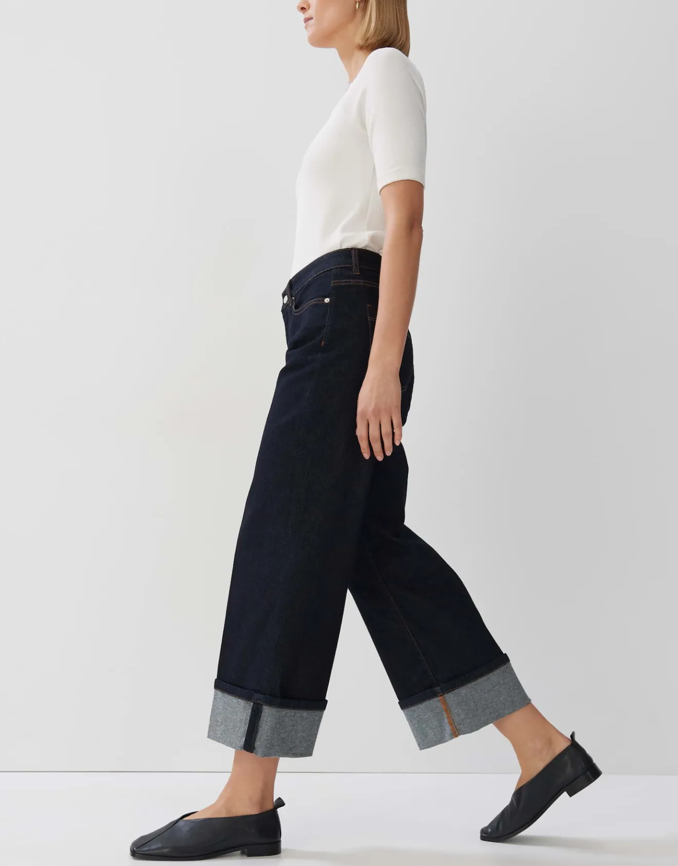 Discount Cropped Wide Jeans CELLMA TURN UP Mid Rise aus BCI Cotton Mix Jeans