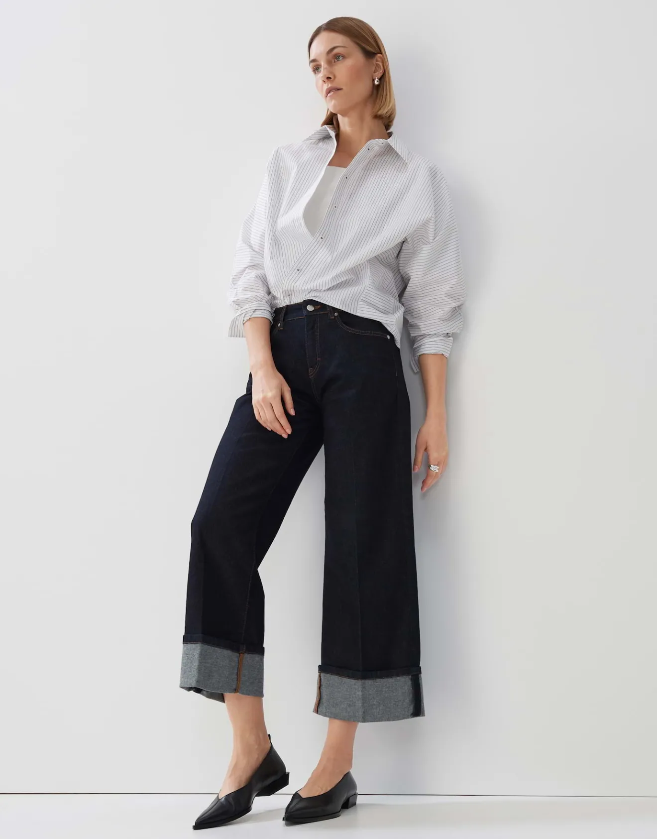 Discount Cropped Wide Jeans CELLMA TURN UP Mid Rise aus BCI Cotton Mix Jeans