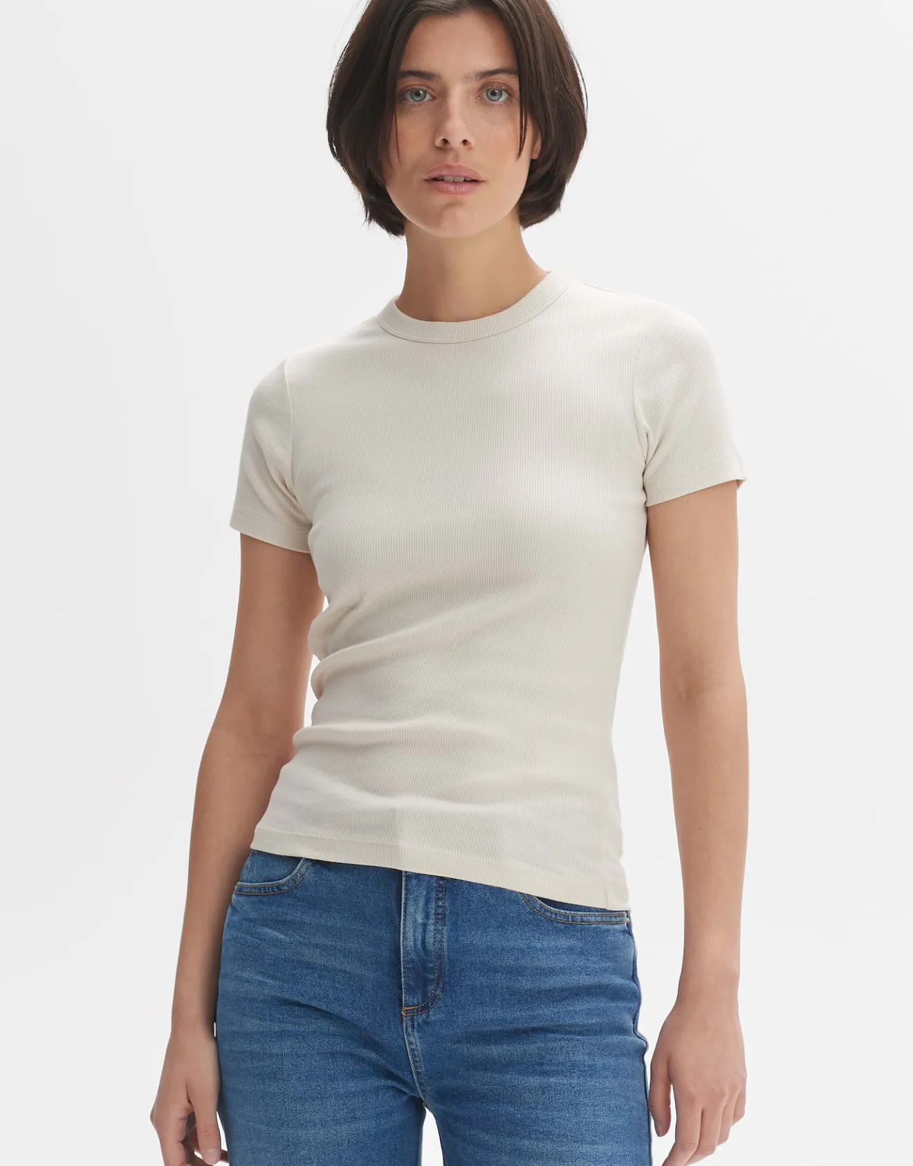 Hot Feines Rippshirt SAMUNA Slim aus BCI Cotton Mix Basics | Shirts