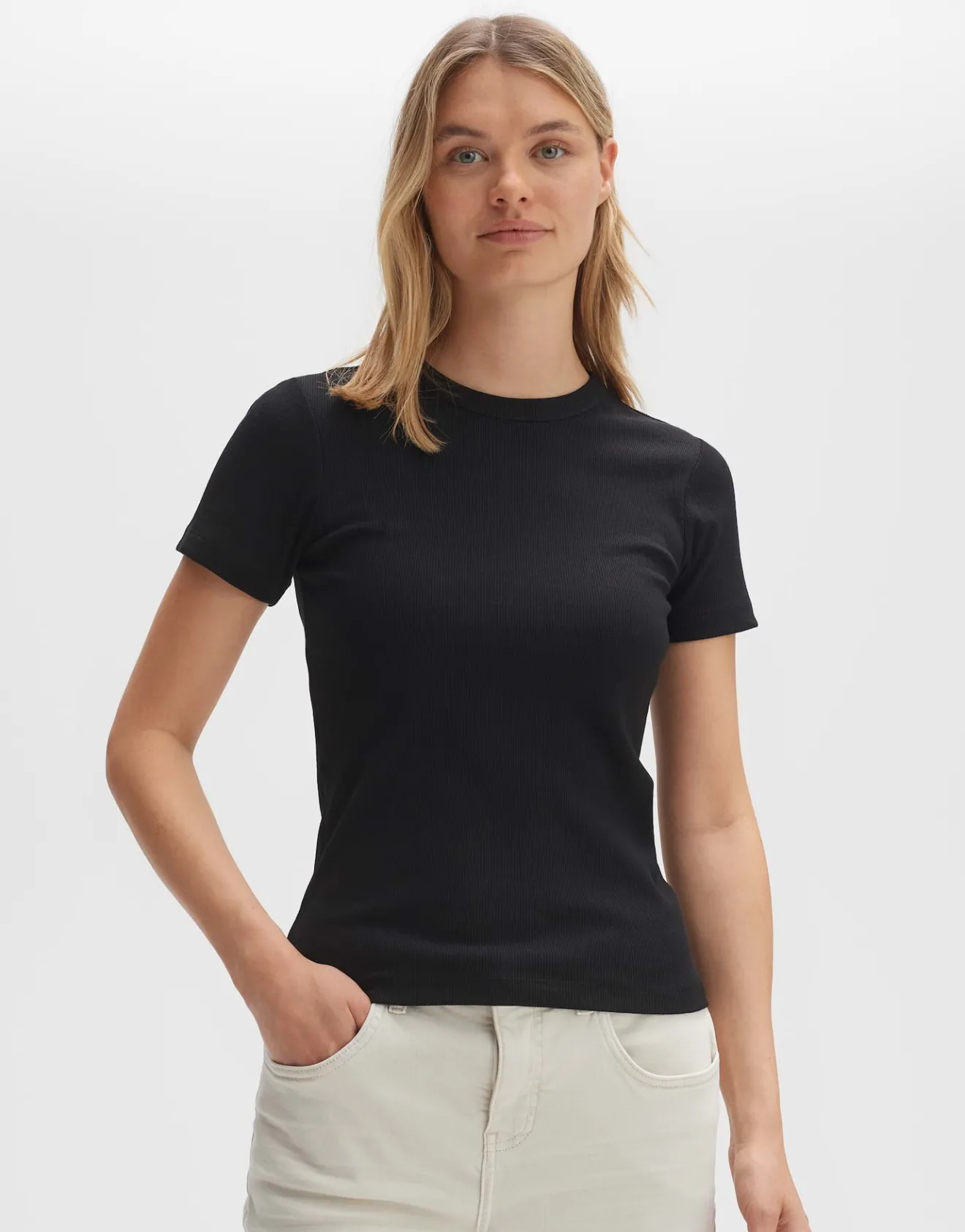 New Feines Rippshirt SAMUNA Slim aus BCI Cotton Mix Basics | Shirts