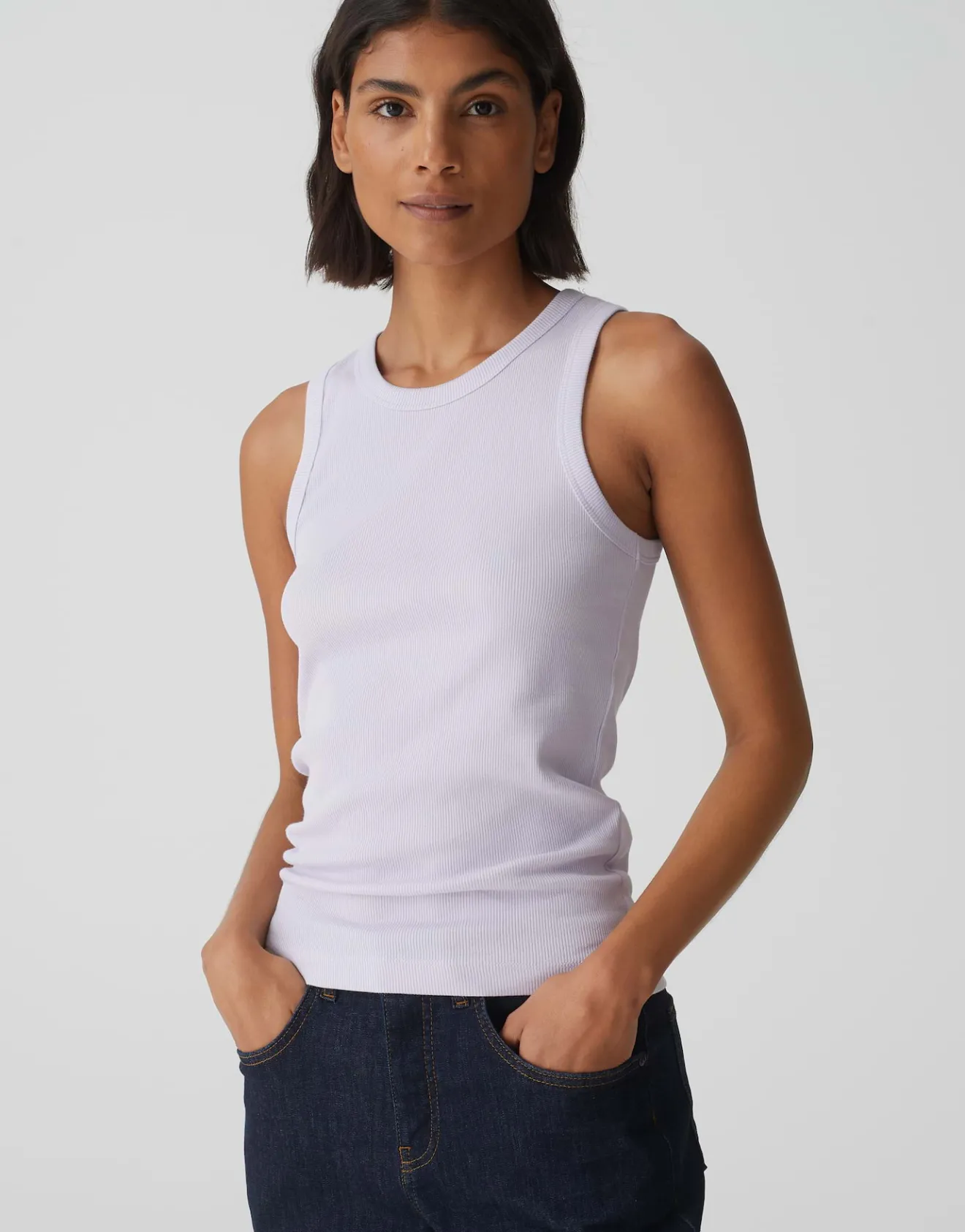 Sale Geripptes Tanktop ILESSO Slim aus BCI Cotton Mix Basics