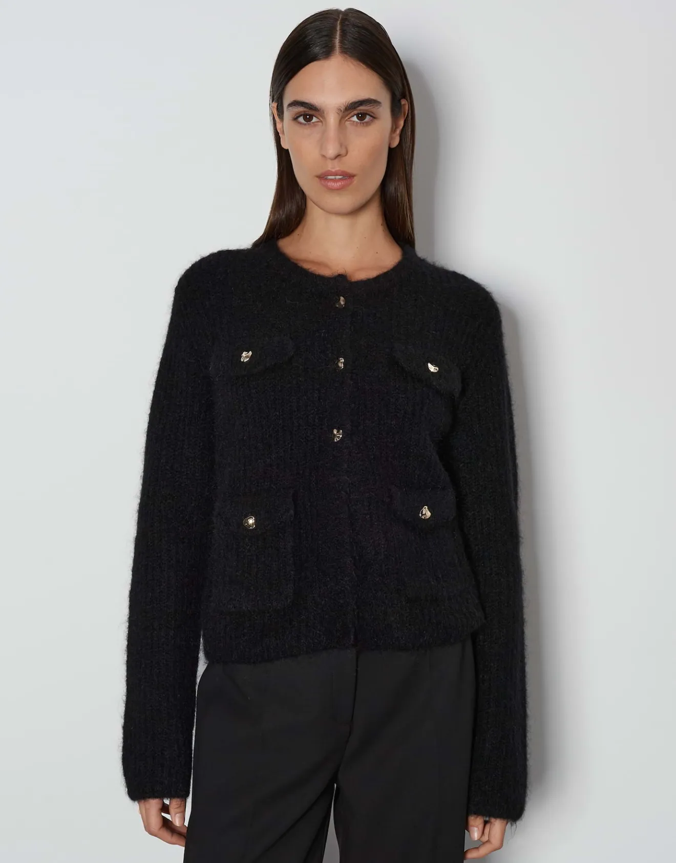 Cheap Grober Strickcardigan TINARA DETAIL mit Wolle und Mohair Strick