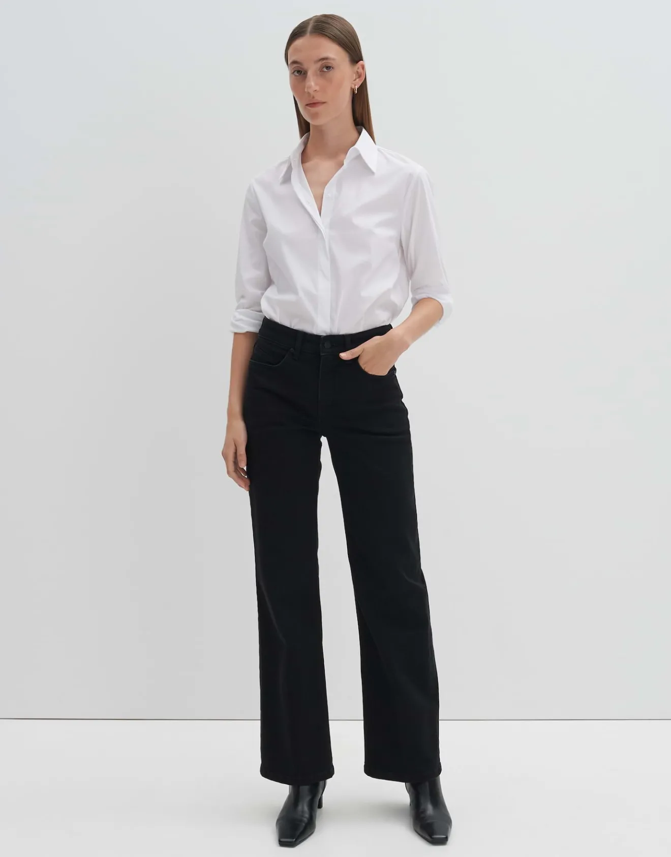 Discount Long Flared Jeans CARIE ICONIC Mid Rise aus nachhaltigem Baumwoll Mix Jeans