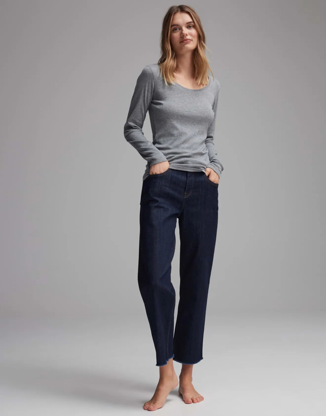 Sale Longsleeve SORANA Slim aus BCI Cotton Mix Basics | Shirts