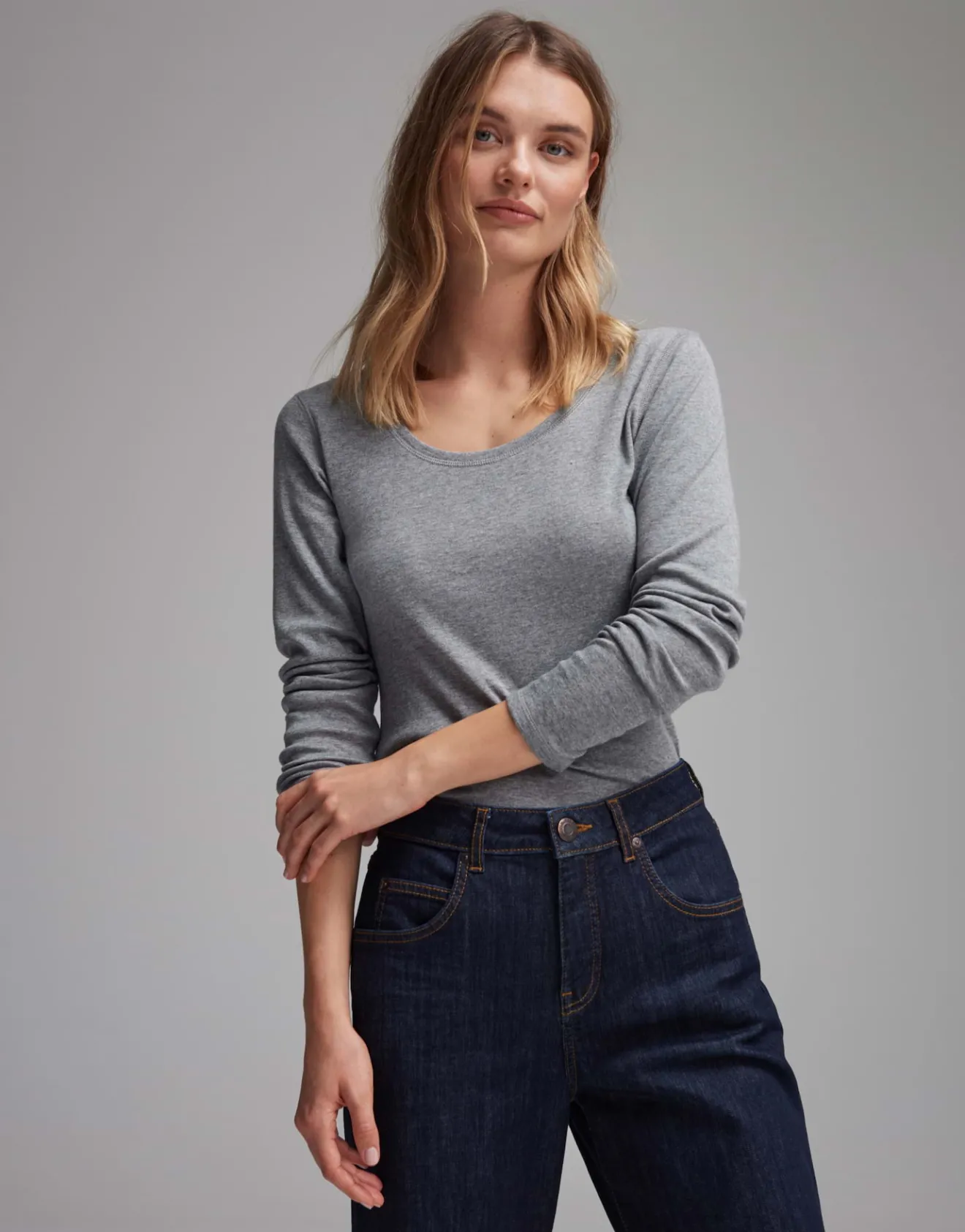 Sale Longsleeve SORANA Slim aus BCI Cotton Mix Basics | Shirts