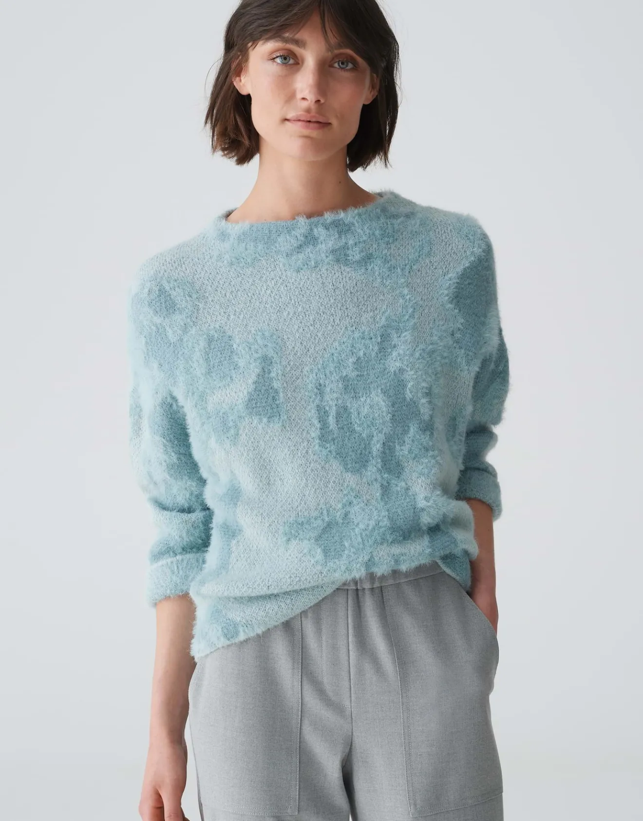 New Pullover PLUMI Loose aus flauschigem Jaquard Strick Strick