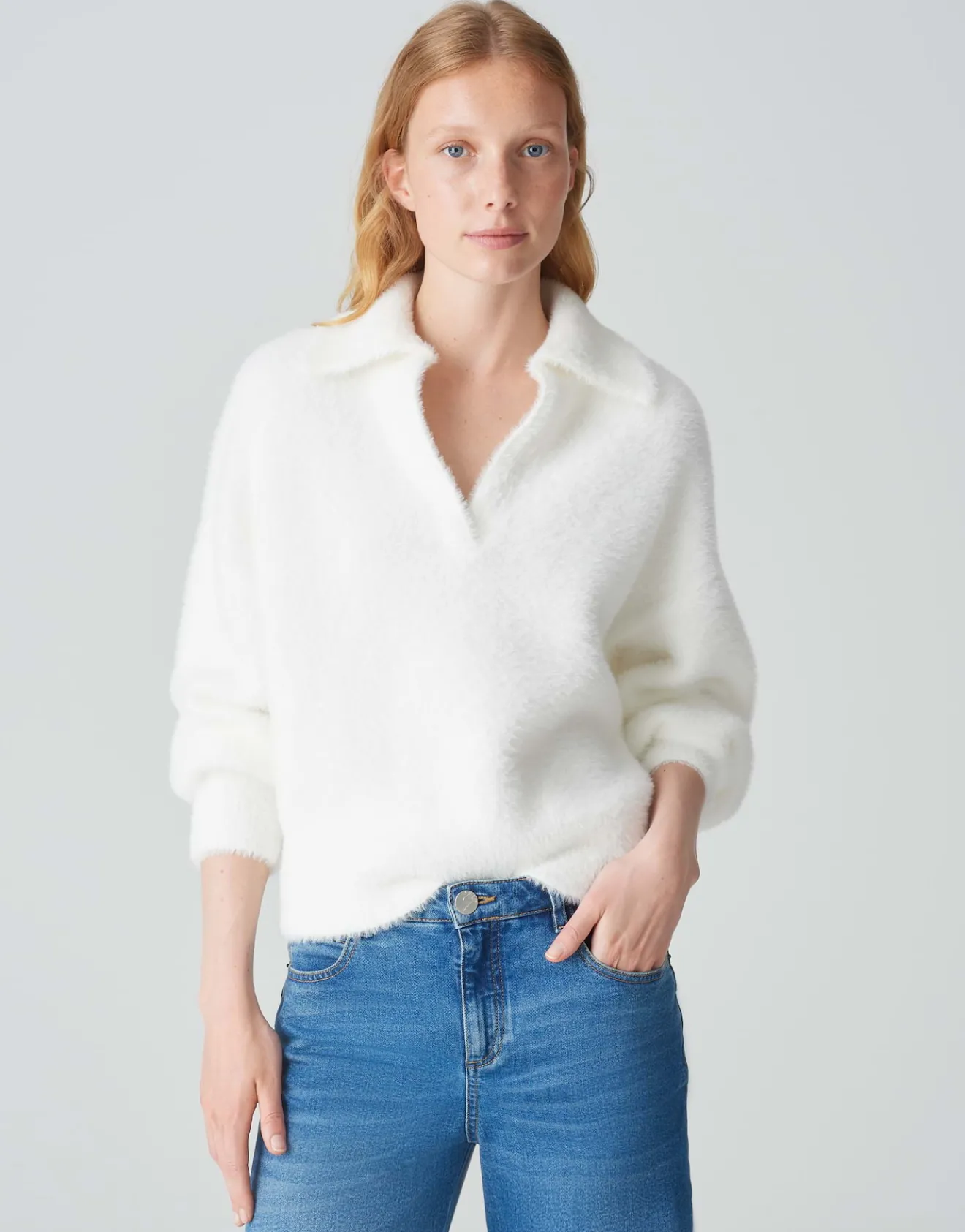Hot Pullover POSSON Loose mit flauschiger Textur Strick
