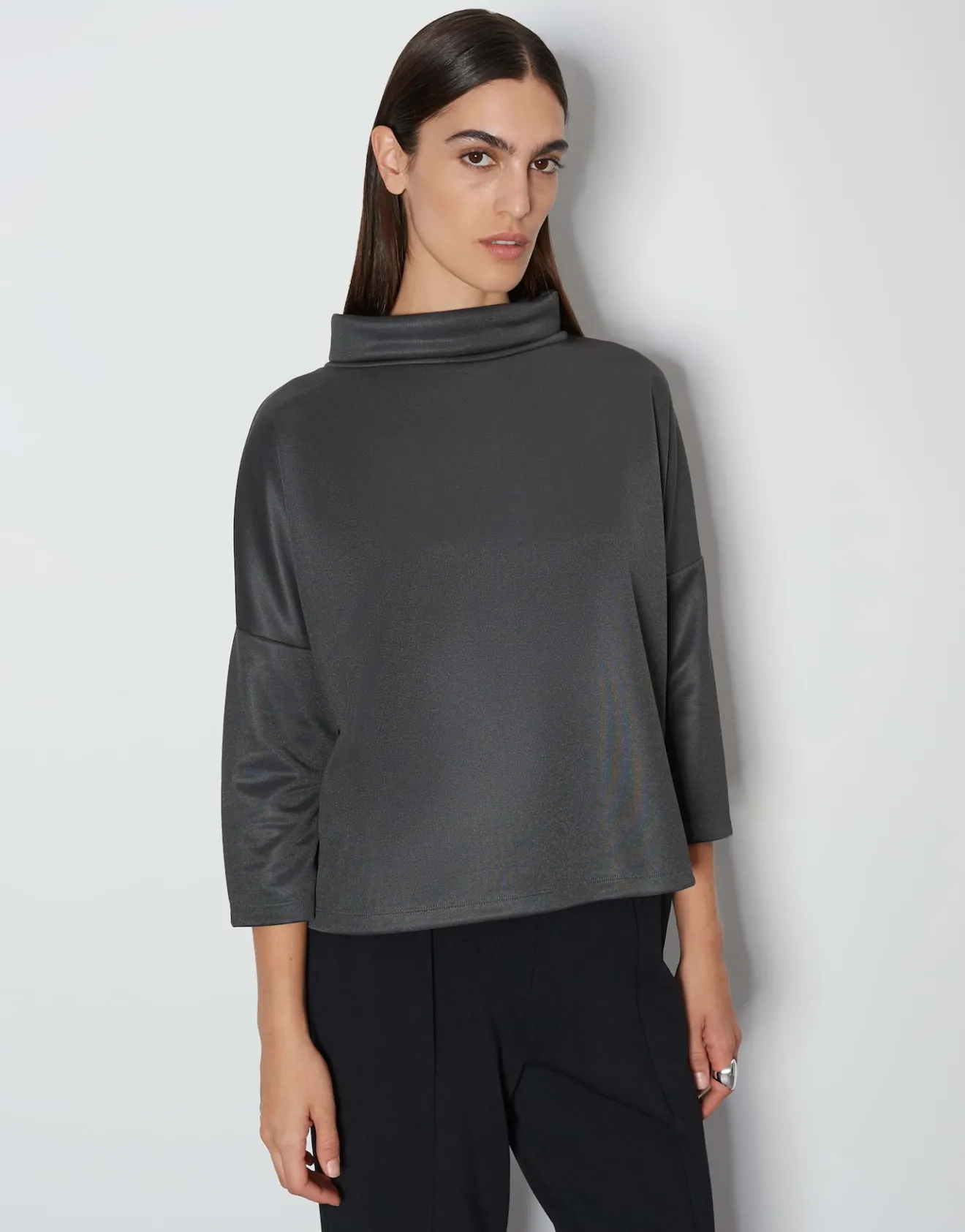 Cheap Rollkragenshirt KARITA Loose aus schimmerndem Piqué Stoff Shirts