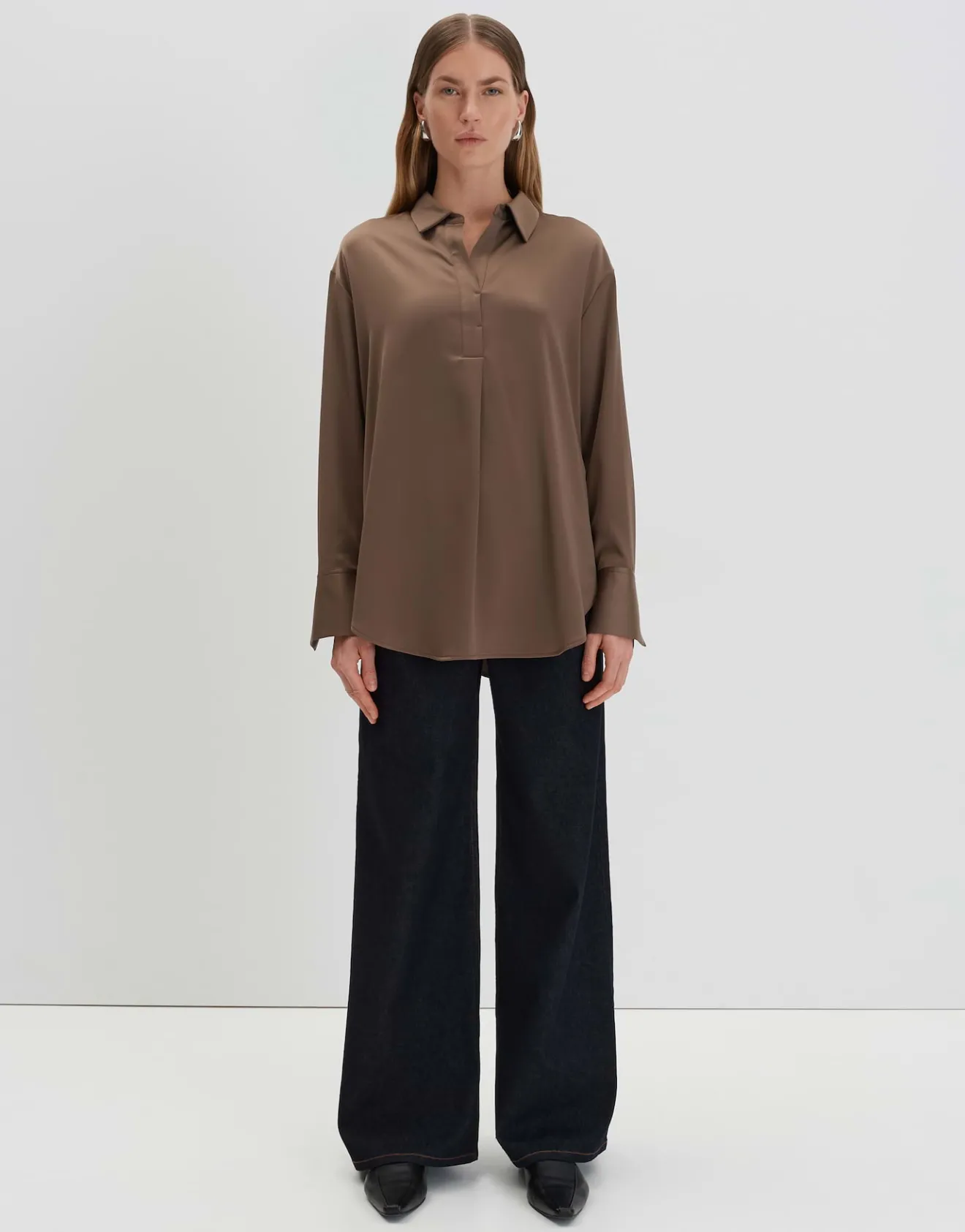 Online Satinbluse ZANZA Loose im Oversize Stil Blusen
