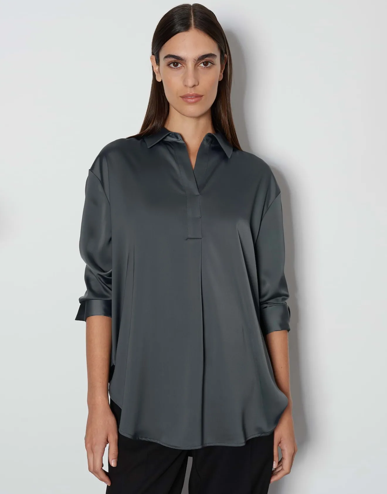 Cheap Satinbluse ZANZA Loose im Oversize Stil Blusen