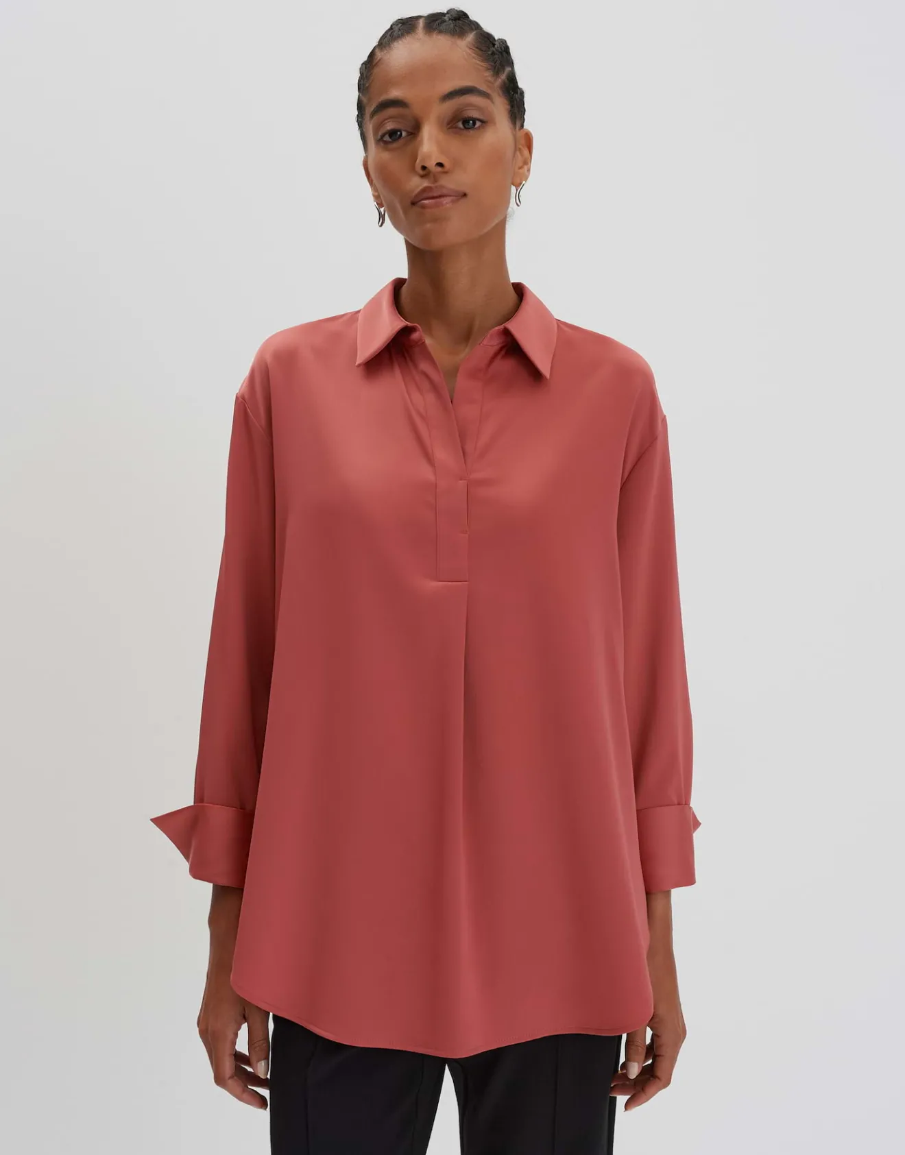 Outlet Satinbluse ZANZA Loose im Oversize Stil Blusen