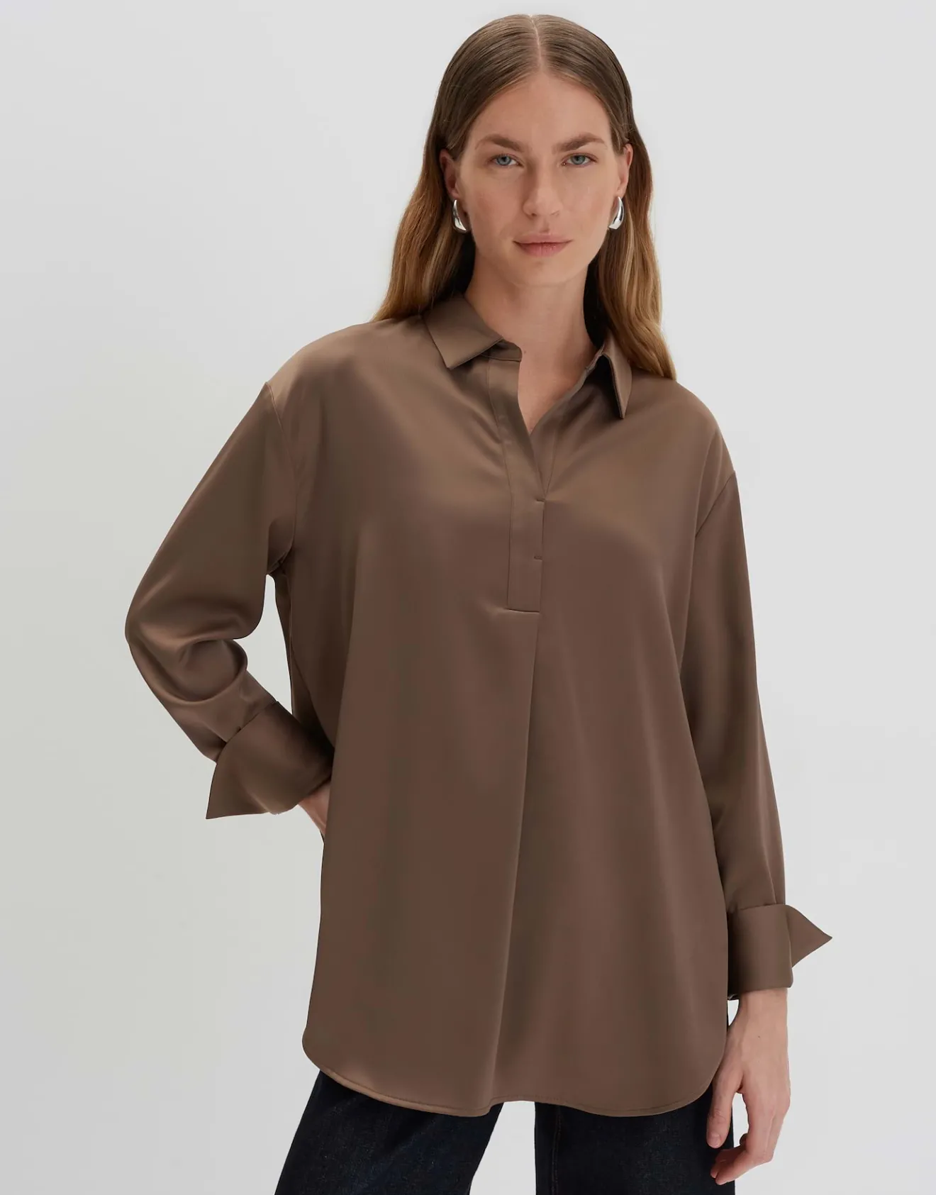 Online Satinbluse ZANZA Loose im Oversize Stil Blusen