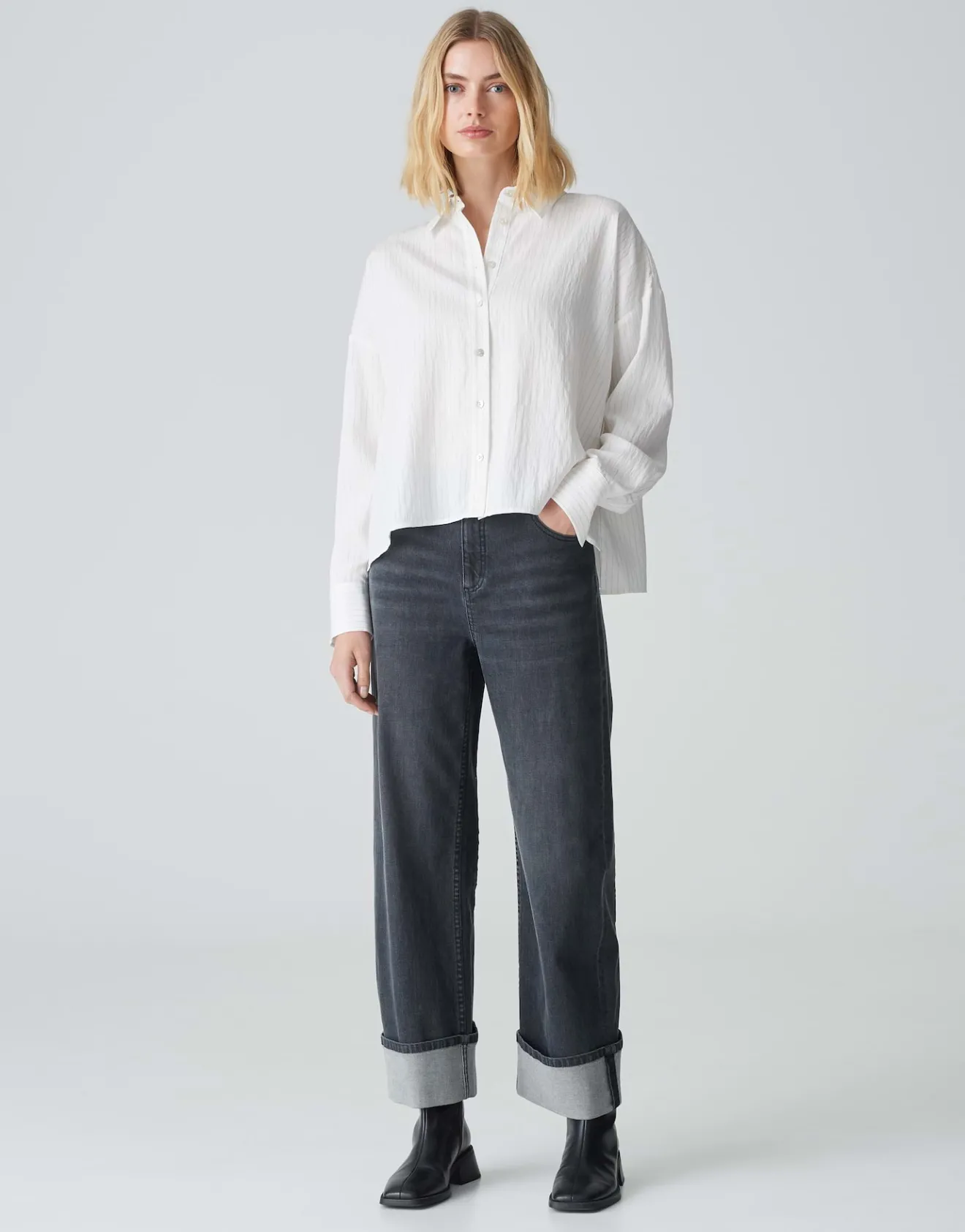 Cheap Streifenbluse FREDI Boxy Fit aus Modal Mix Blusen