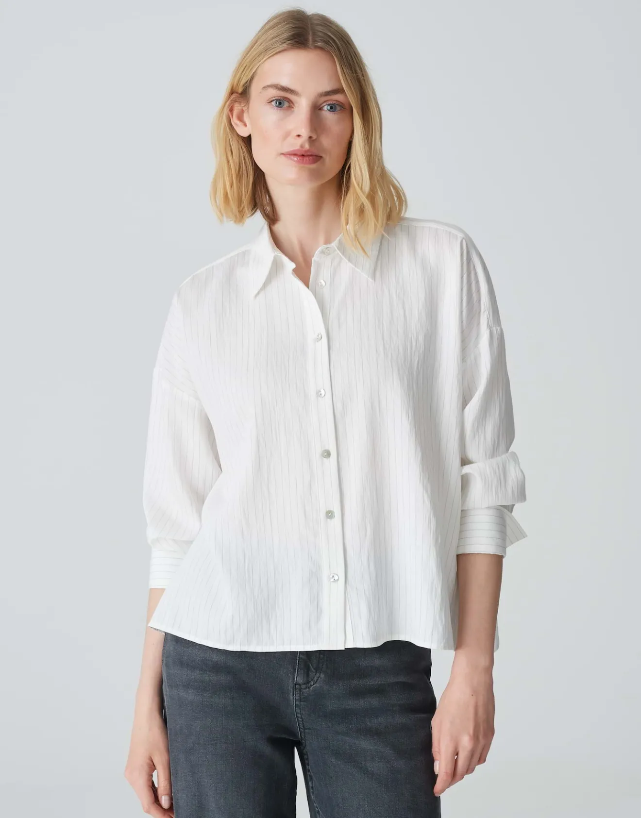 Cheap Streifenbluse FREDI Boxy Fit aus Modal Mix Blusen