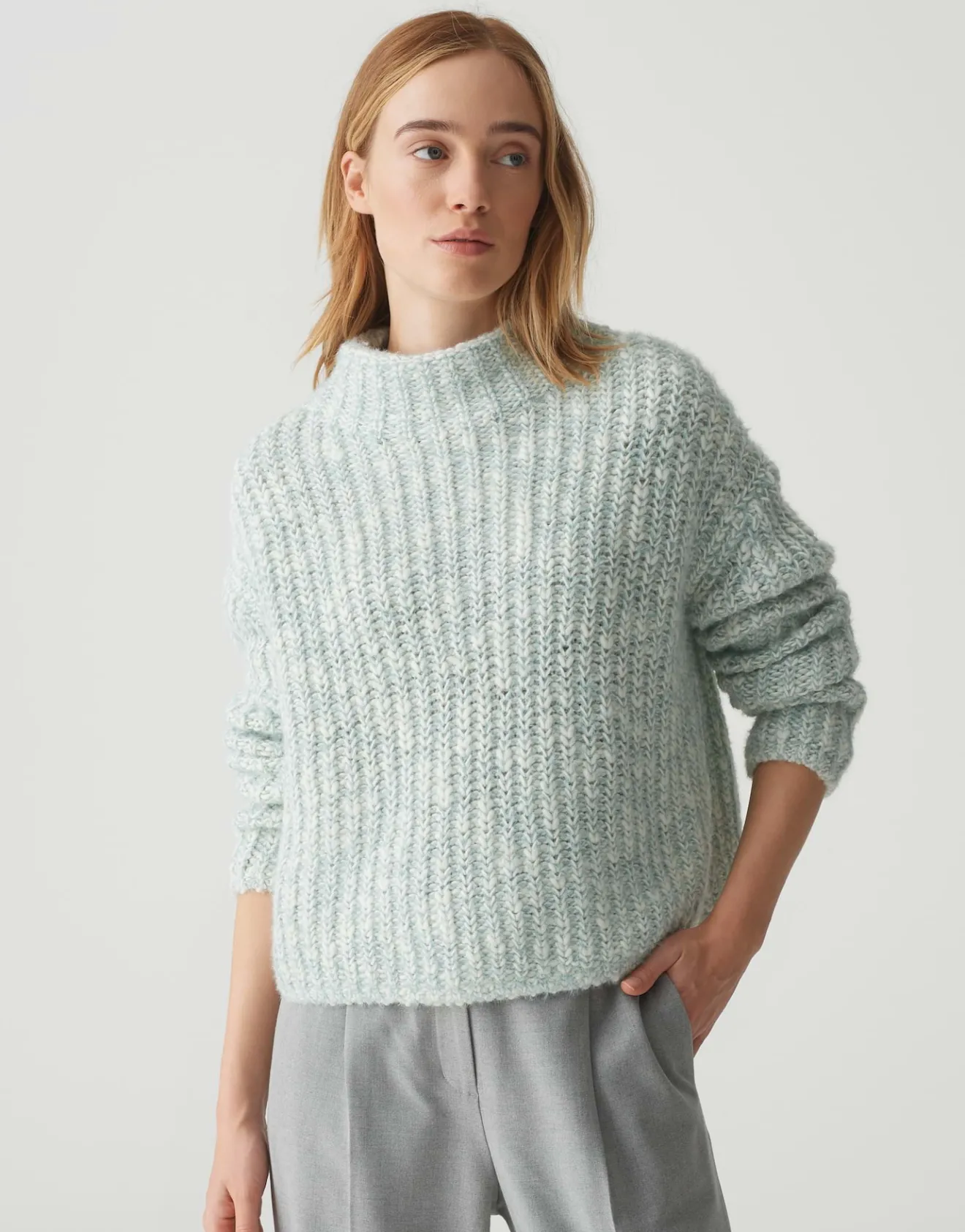 Hot Strickpullover PERKE Boxy Fit in Mélange Optik Strick