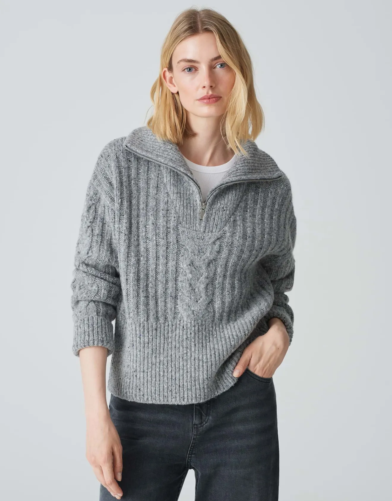 Online Strickpullover POPFY Loose aus Woll Mix Strick