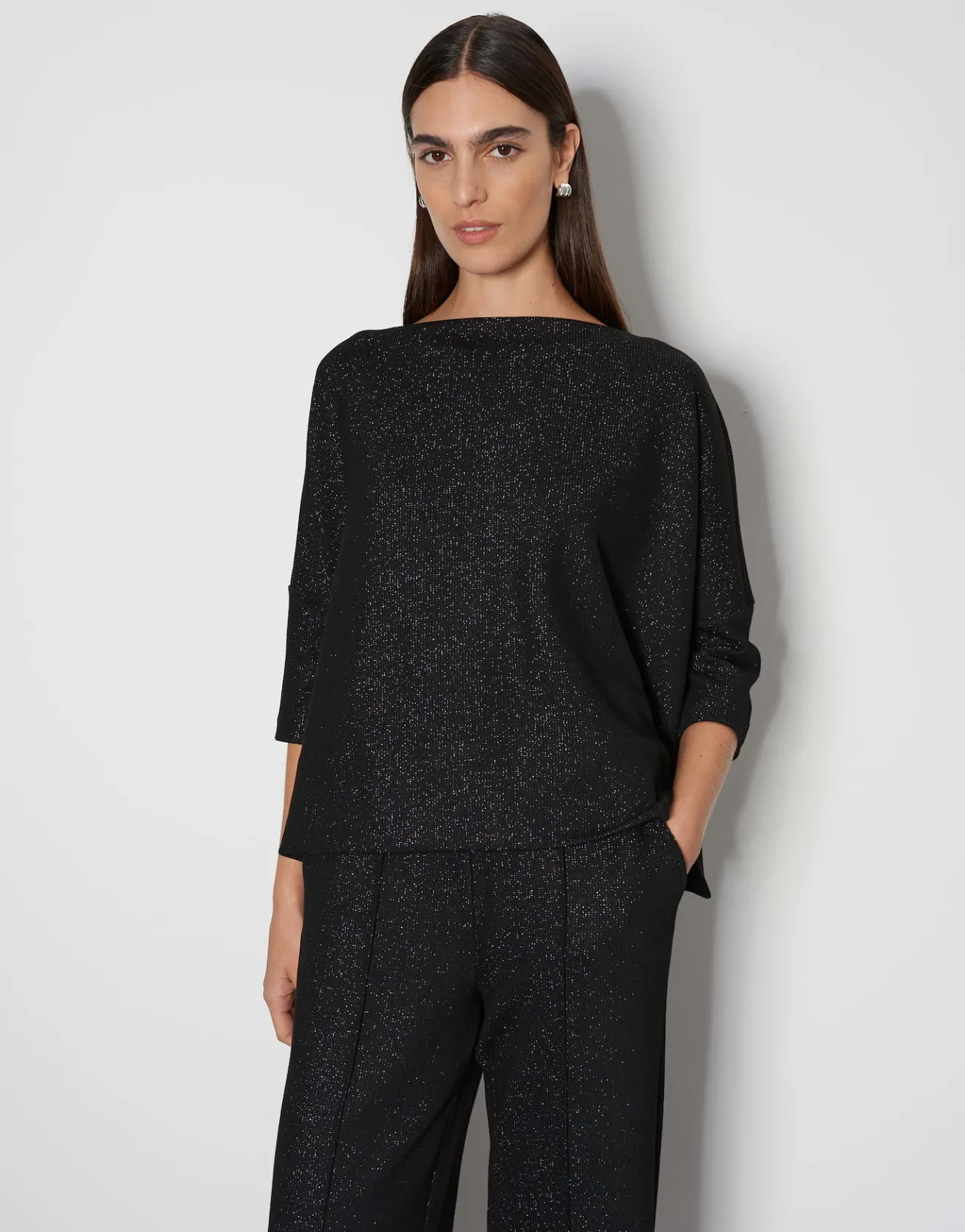 Hot Sweater USHINY DETAIL Loose mit Glitzer Effekt Sweat