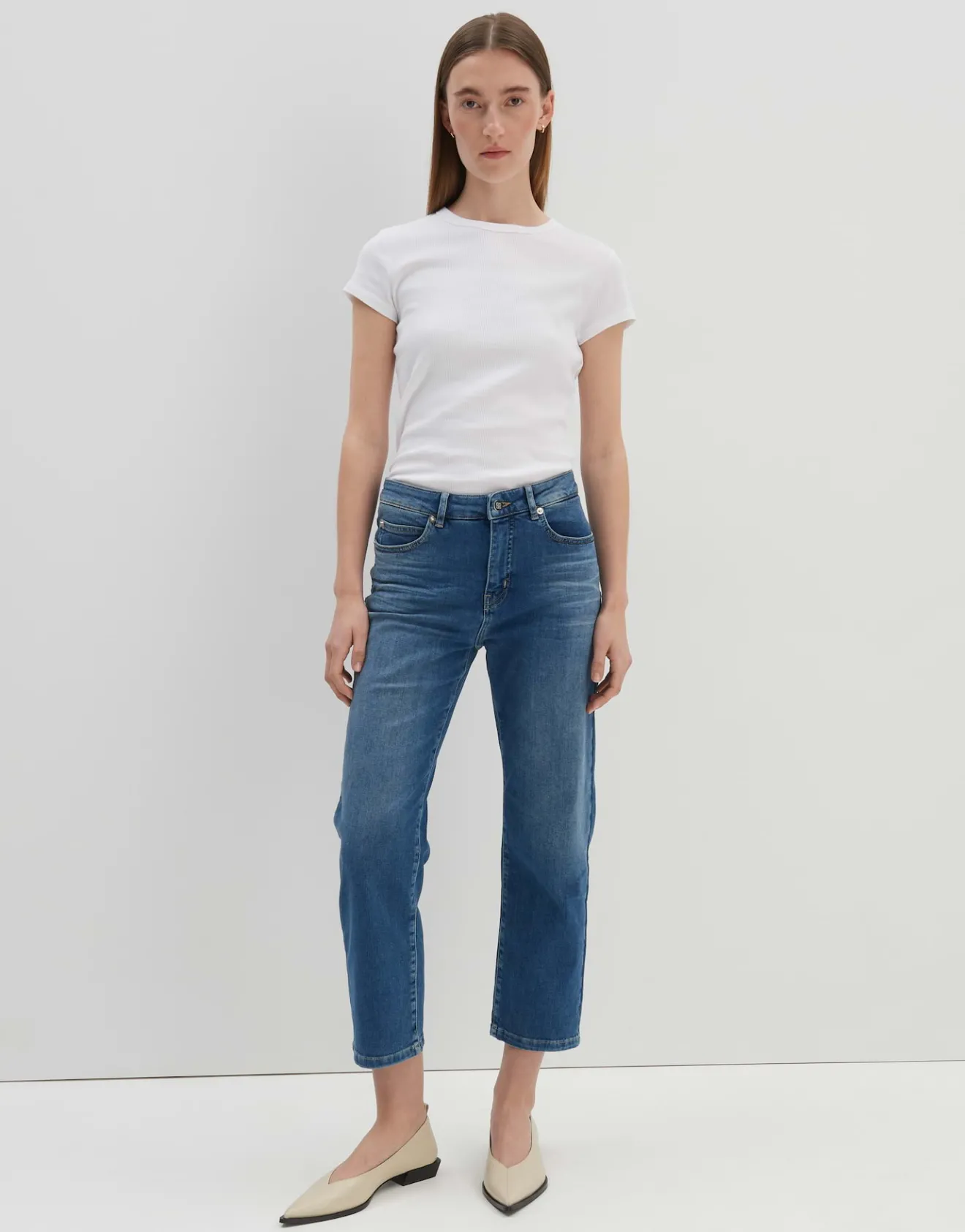 Discount Verkürzte Relaxed Jeans CORAH Mid Rise aus BCI Cotton Mix Jeans