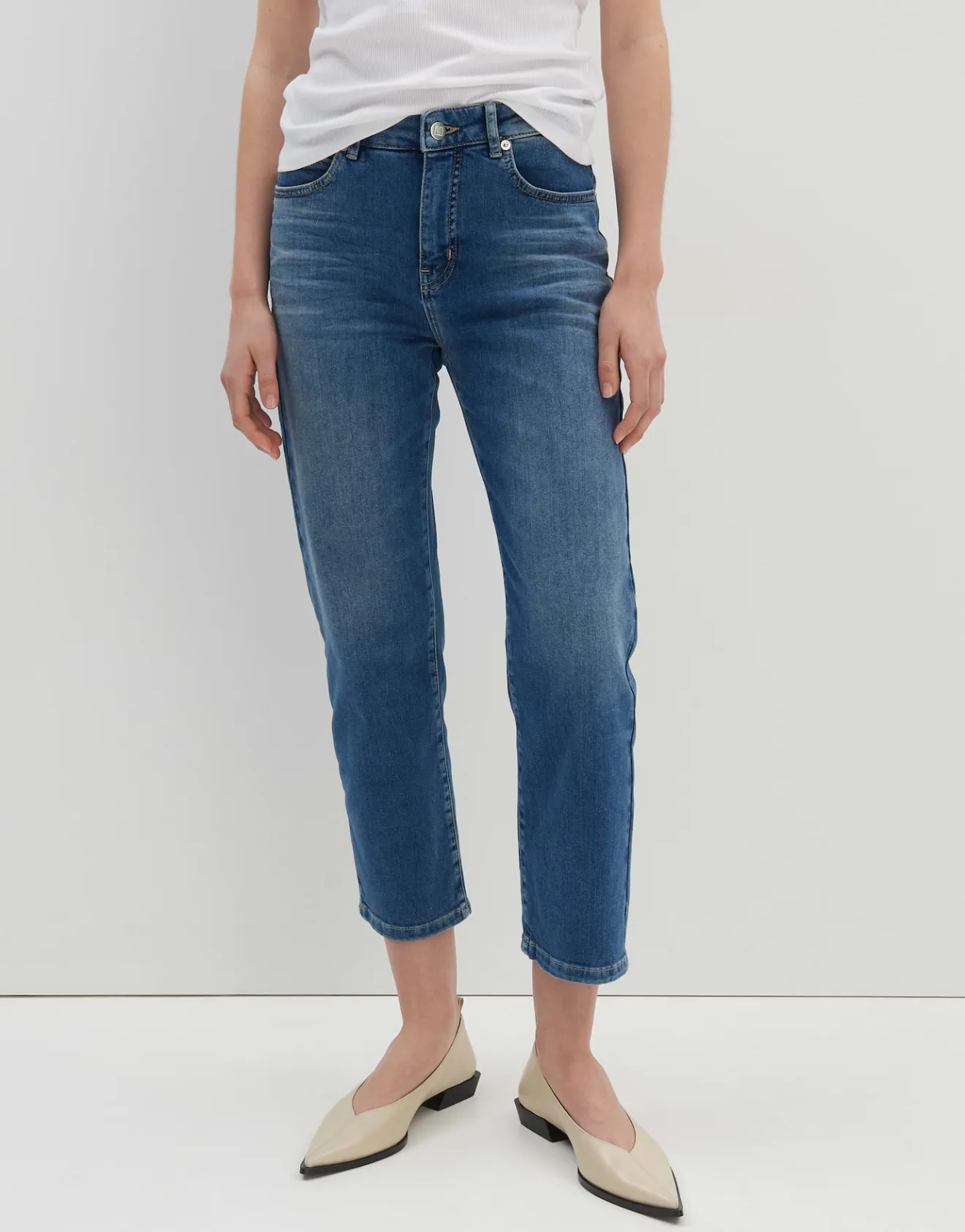 Discount Verkürzte Relaxed Jeans CORAH Mid Rise aus BCI Cotton Mix Jeans