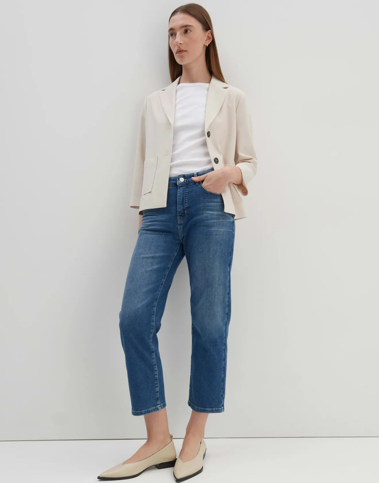 Discount Verkürzte Relaxed Jeans CORAH Mid Rise aus BCI Cotton Mix Jeans