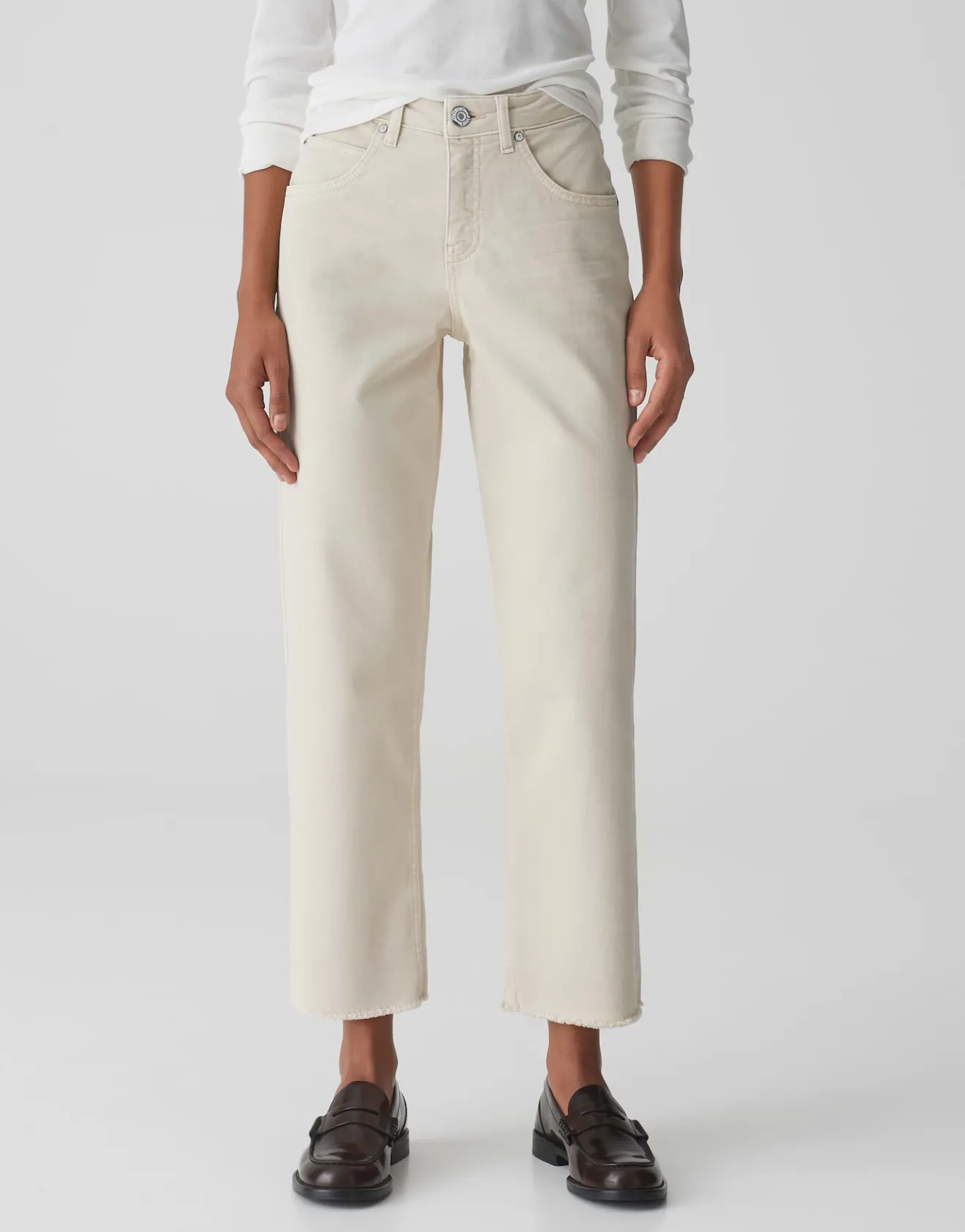 Outlet Wide Cropped Jeans MOMITO COLOR Mid Rise aus stretchigem Baumwoll Mix Jeans
