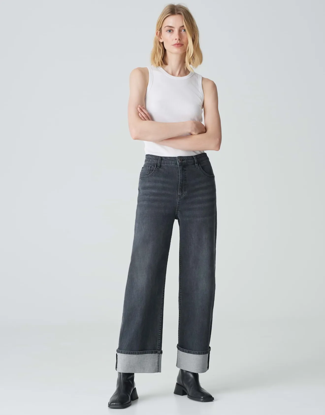 Store Wide Leg Jeans MARLI TURN UP High Rise aus Spanish Cotton Mix Jeans