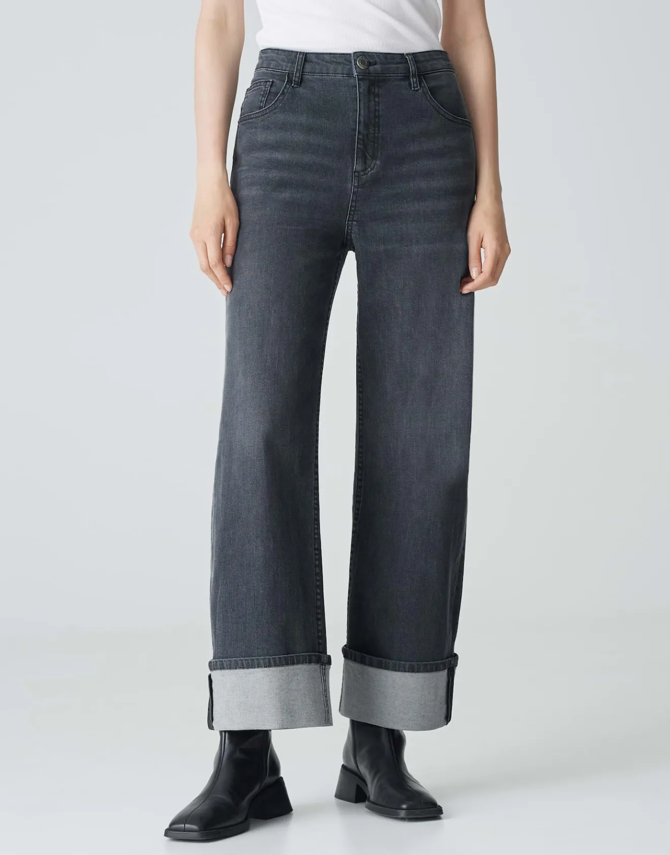Store Wide Leg Jeans MARLI TURN UP High Rise aus Spanish Cotton Mix Jeans