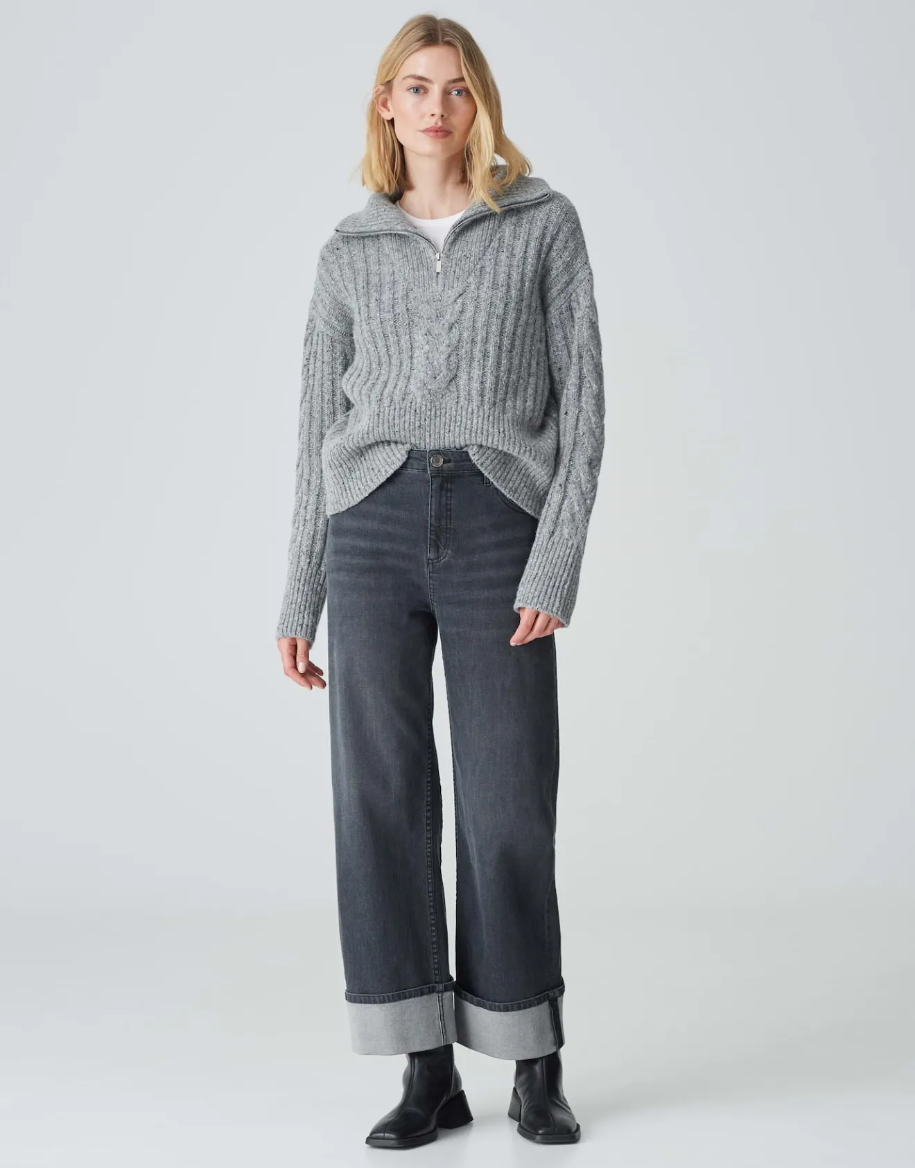 Store Wide Leg Jeans MARLI TURN UP High Rise aus Spanish Cotton Mix Jeans