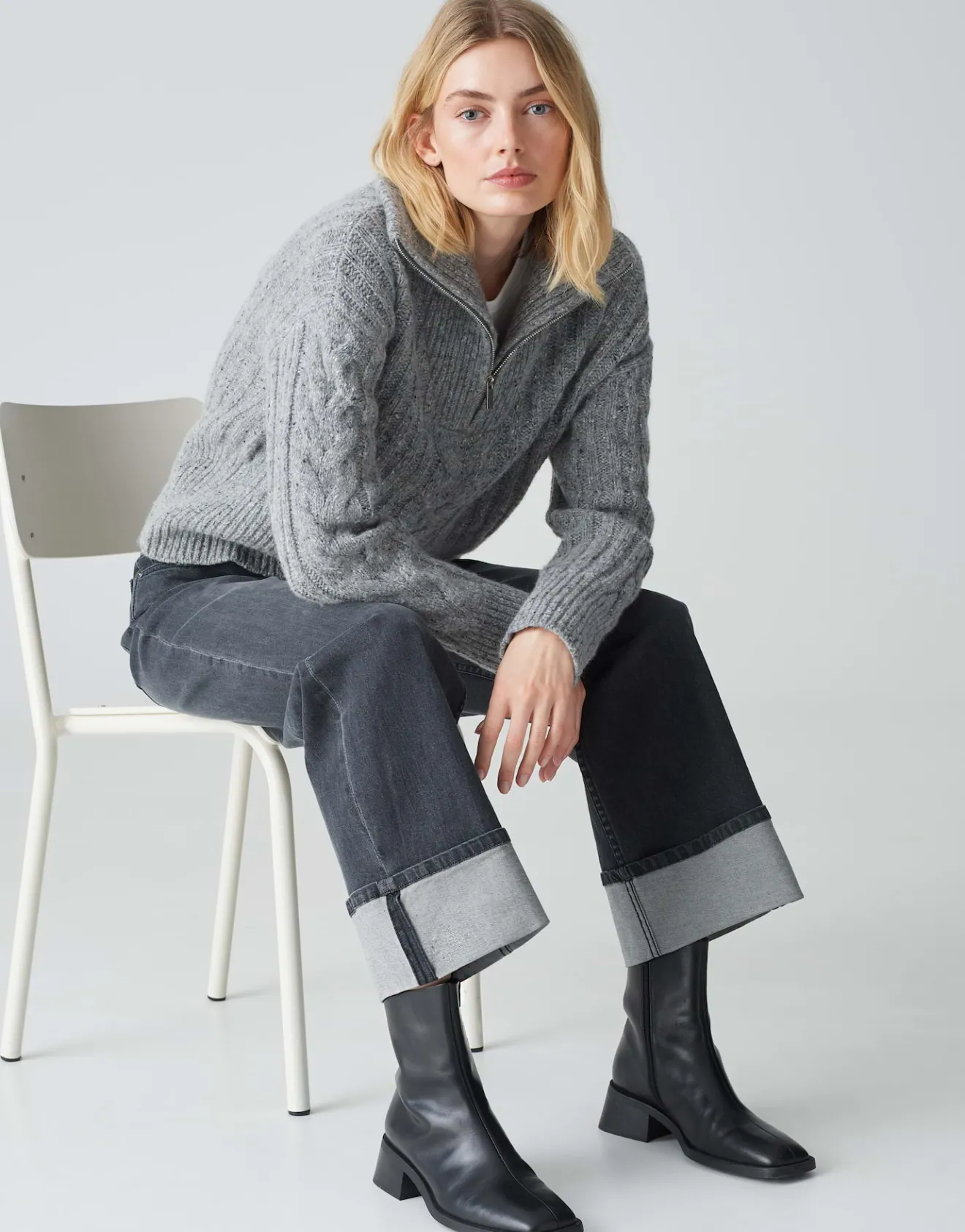 Store Wide Leg Jeans MARLI TURN UP High Rise aus Spanish Cotton Mix Jeans
